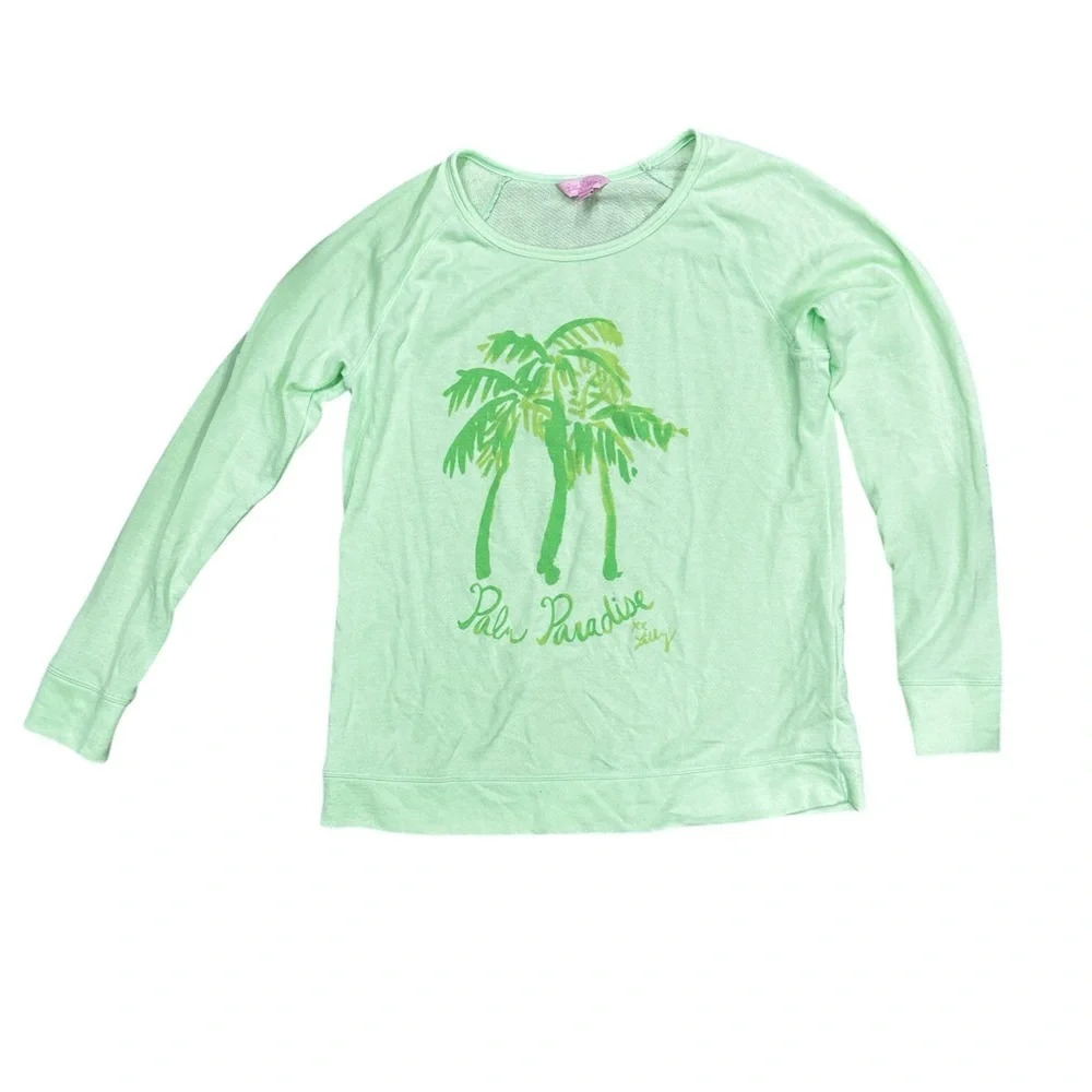 Lilly Pulitzer Sandy Popover Womens Small Lightweight Sweatshirt Palm‎ Tree